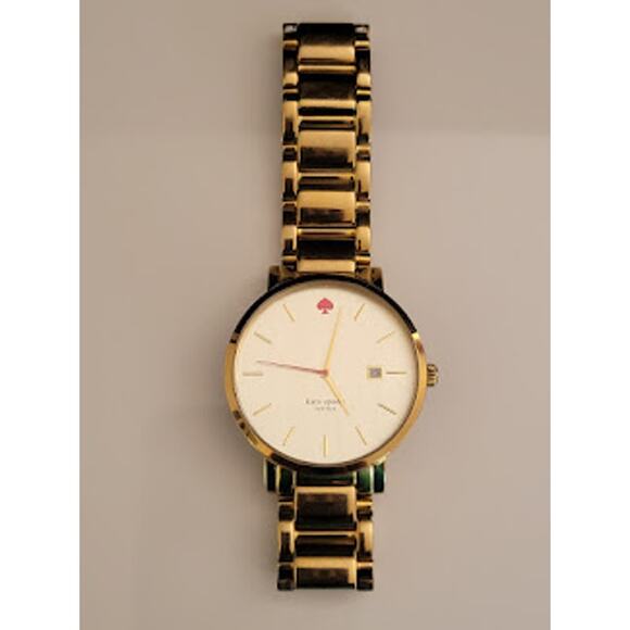 Kate Spade Ladies Gramercy‎ Watch 34mm Fresh Battery Gold Tone SMALL Petite - Picture 2 of 7